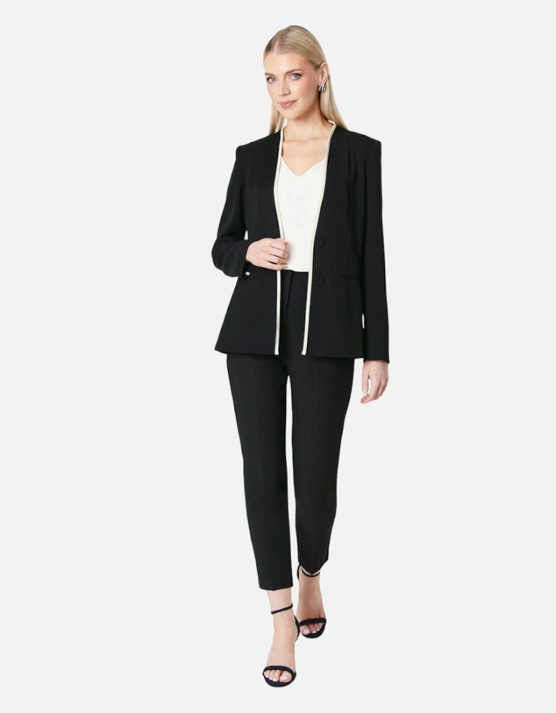 Womens/Ladies Pipe Detail Collarless Blazer