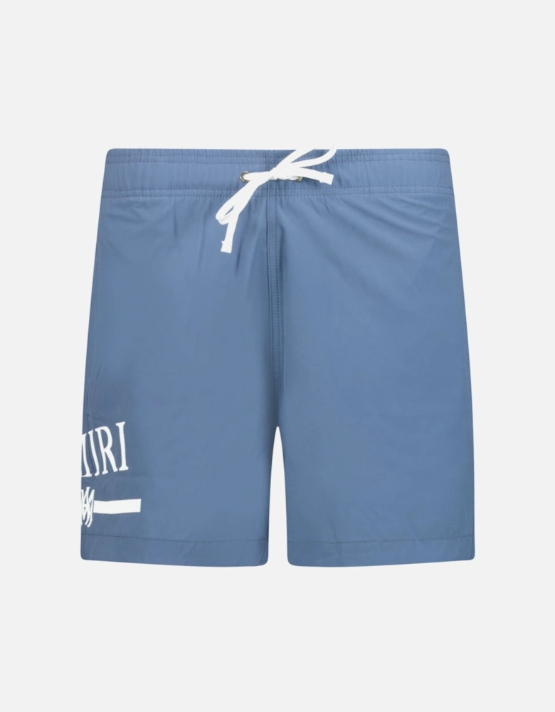 Ma Bar White Logo Drawstring Swim Shorts Blue