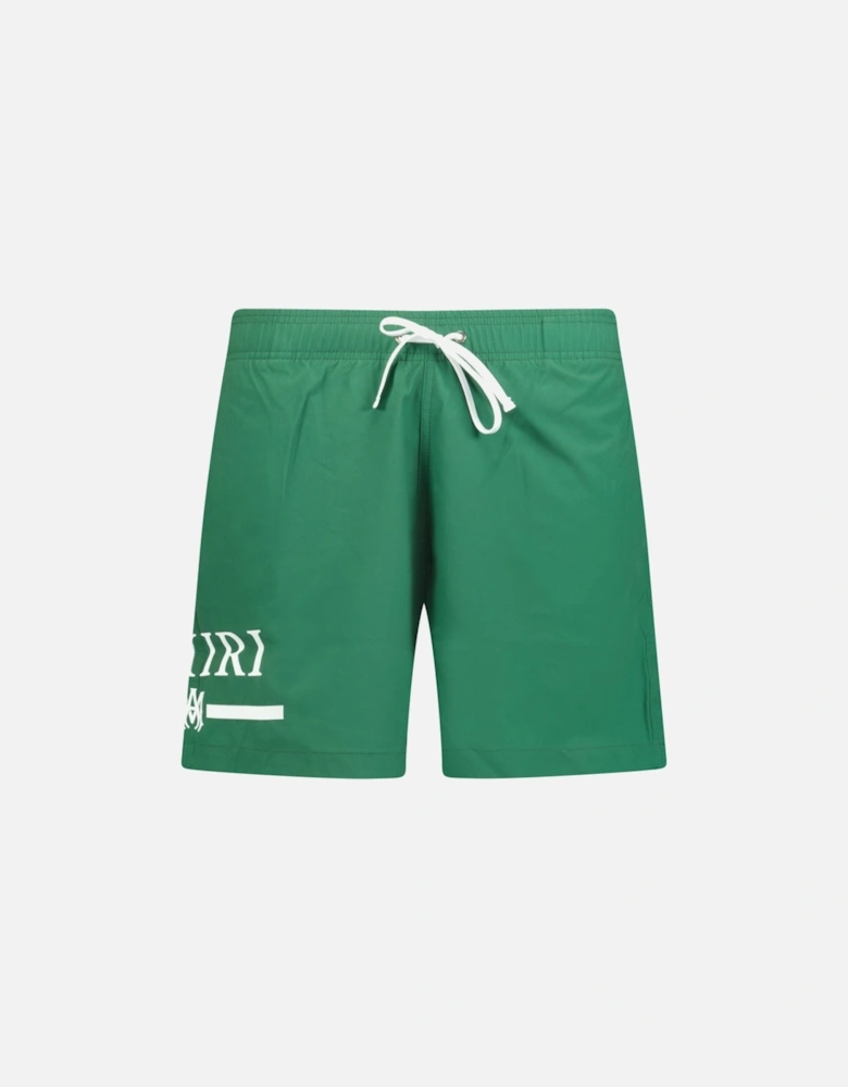 Ma Bar White Logo Drawstring Swim Shorts Military Green