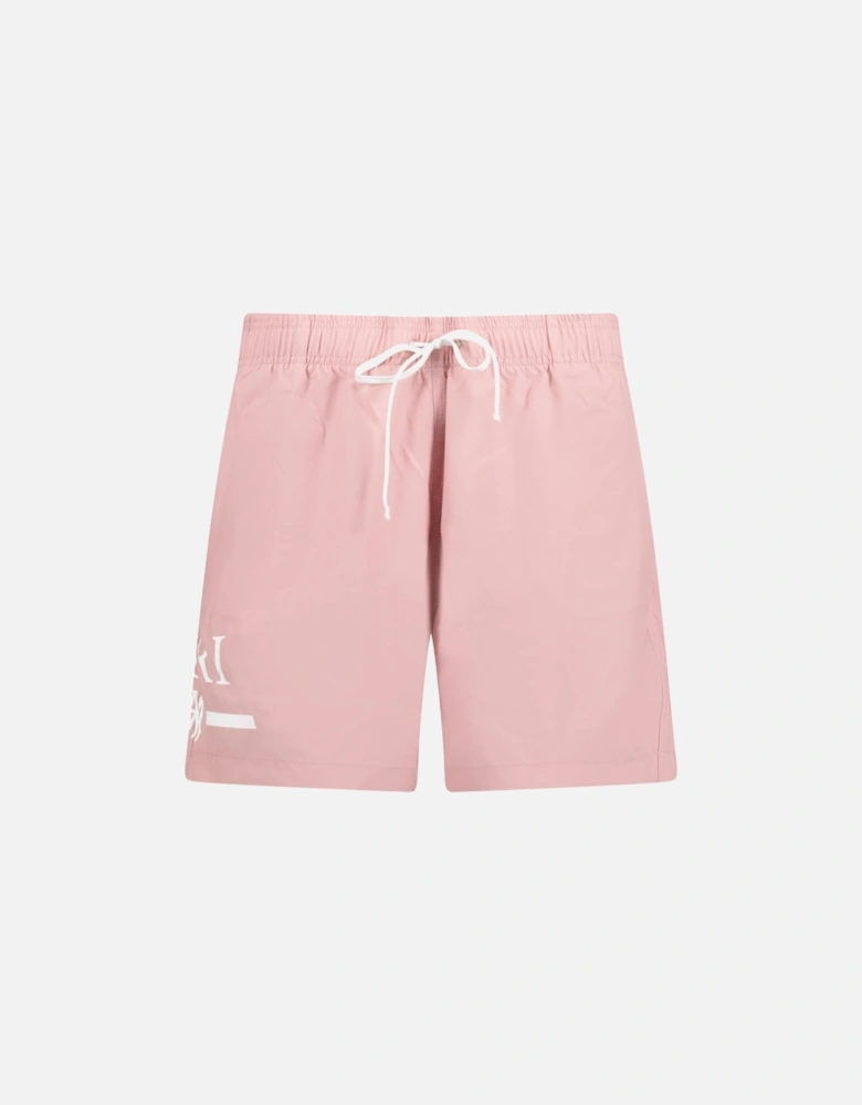 Ma Bar White Logo Drawstring Swim Shorts Peach