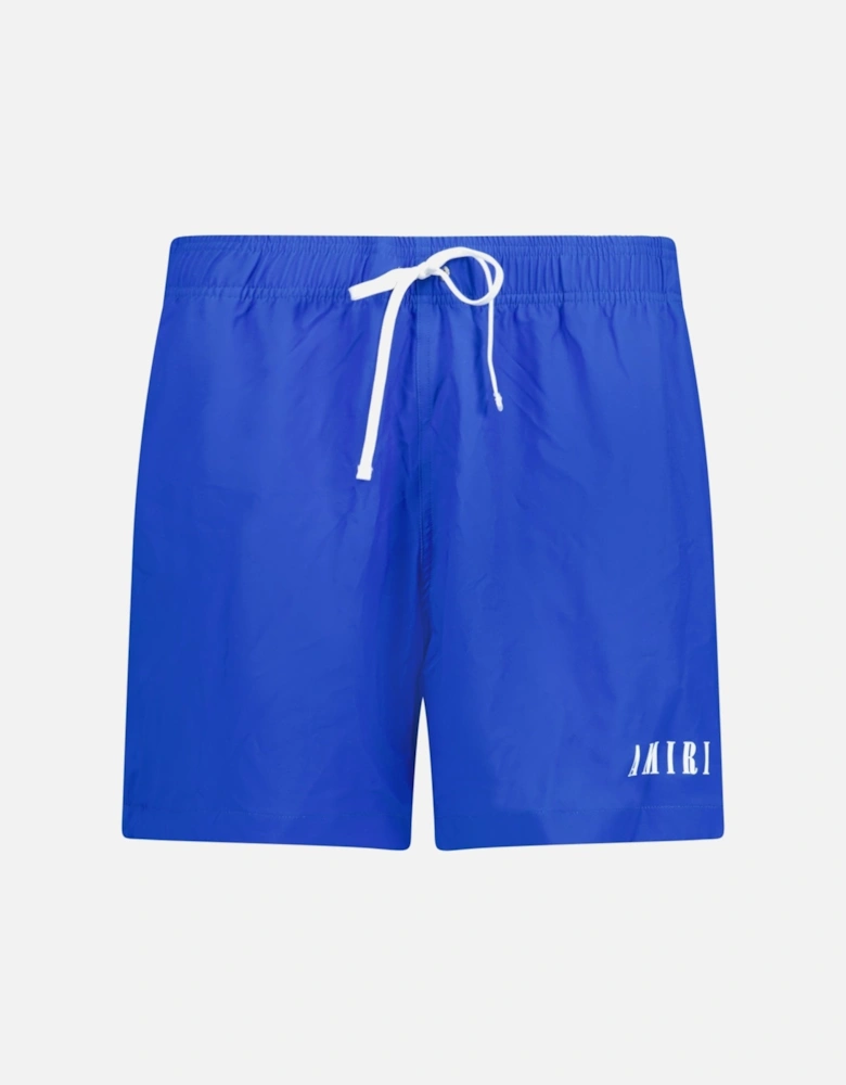 Ma Bar White Logo Drawstring Swim Shorts Pond Blue