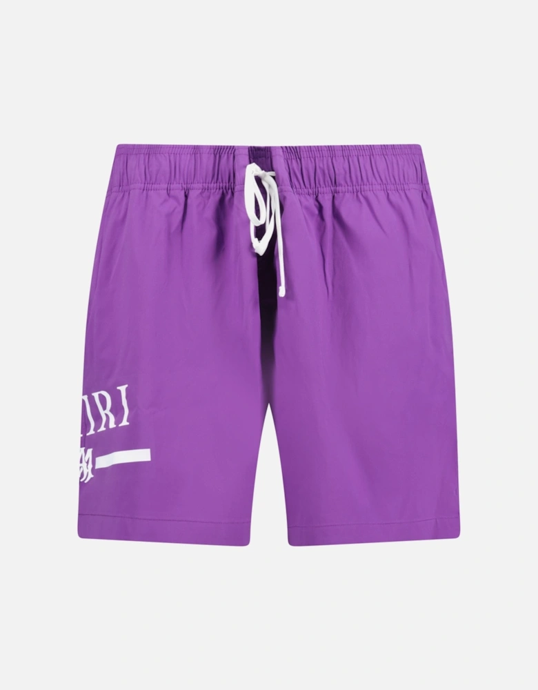 Ma Bar White Logo Drawstring Swim Shorts Purple