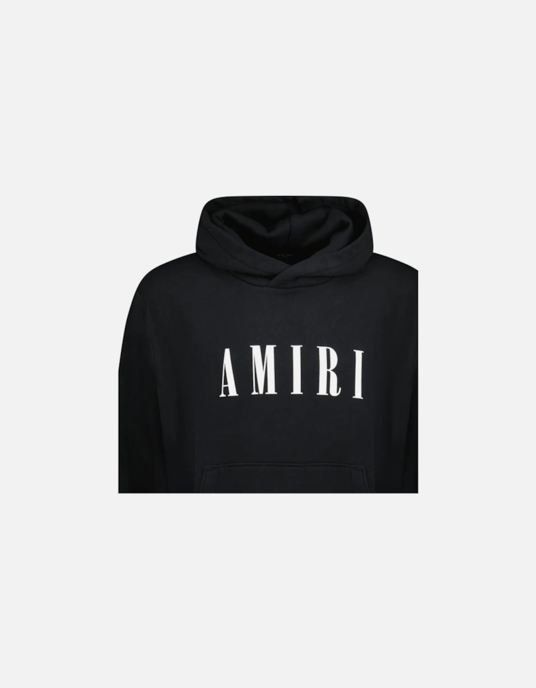 White Core Logo Printed Hooded Sweatshirt Black