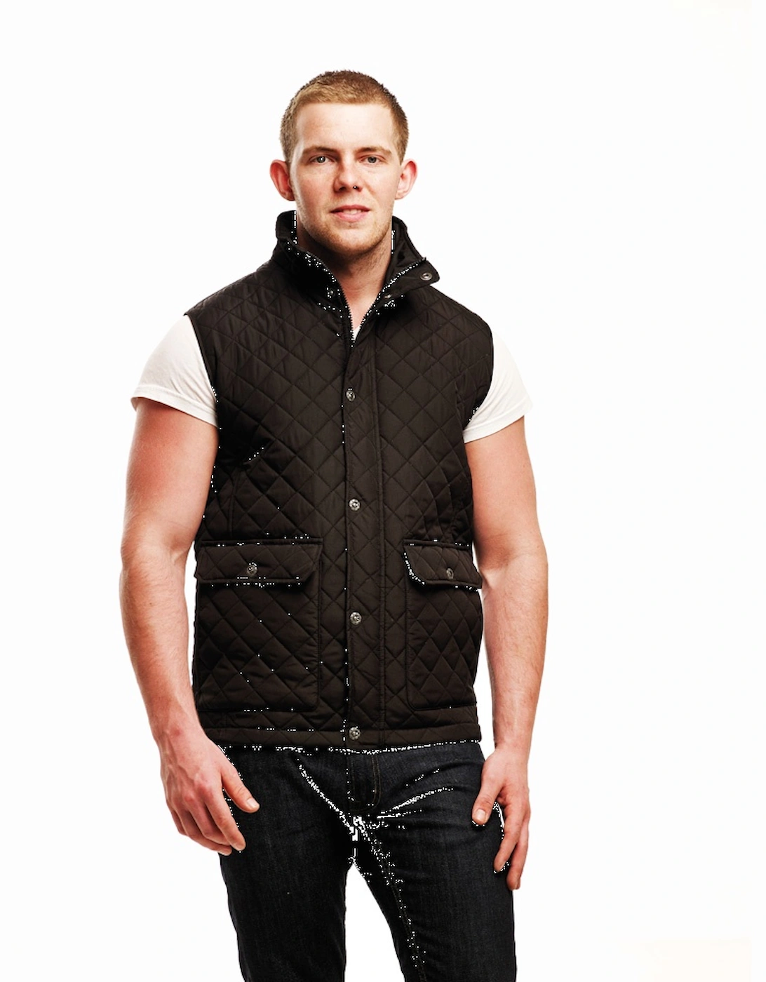 Mens Tyler Quited Bodywarmer Gilet TRA810 Black, 3 of 2