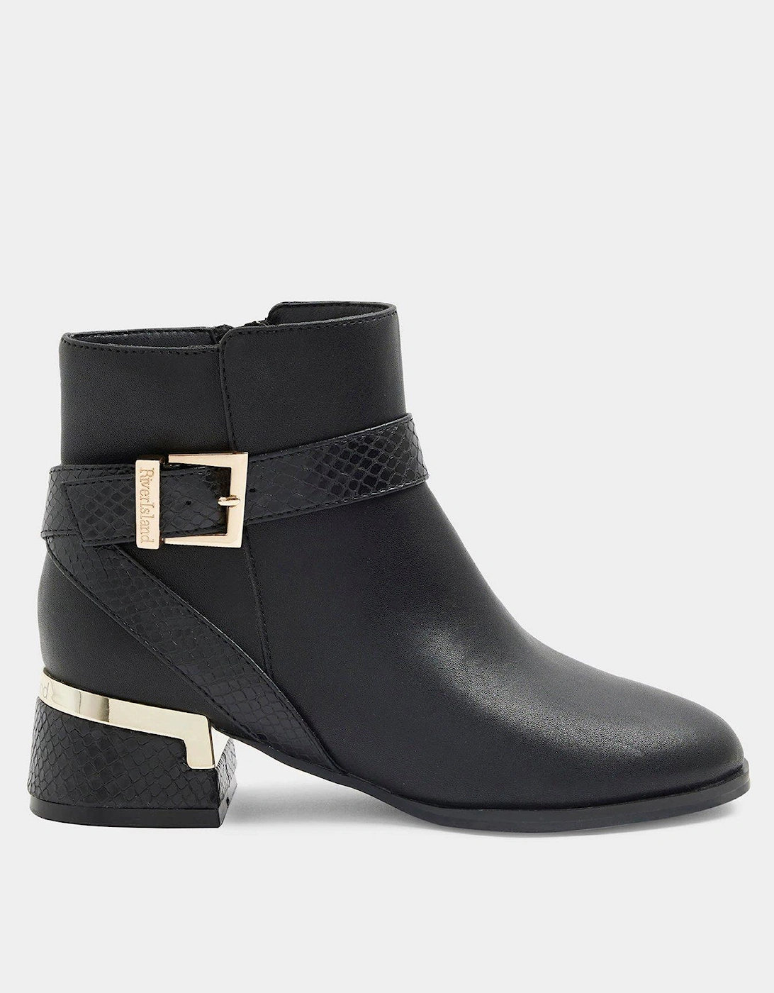 Older Girl Buckle Detail Heeled Boots - Black, 6 of 5