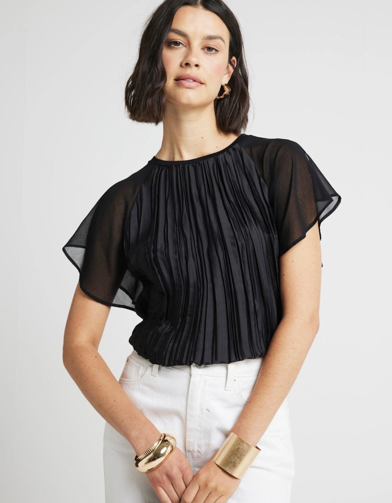 Crinkle Hybrid Top - Black