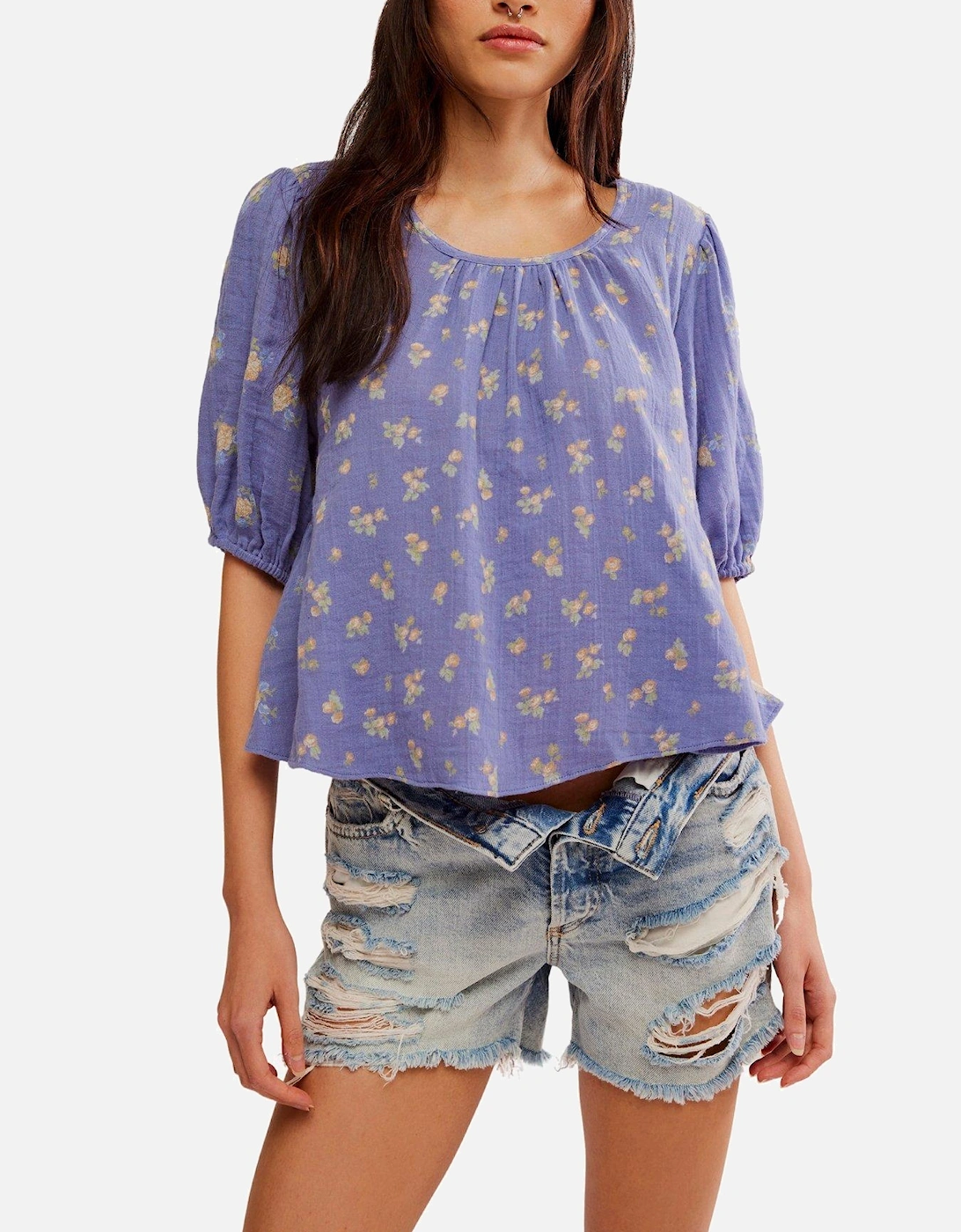 Chloe Printed Top - Blue, 5 of 4