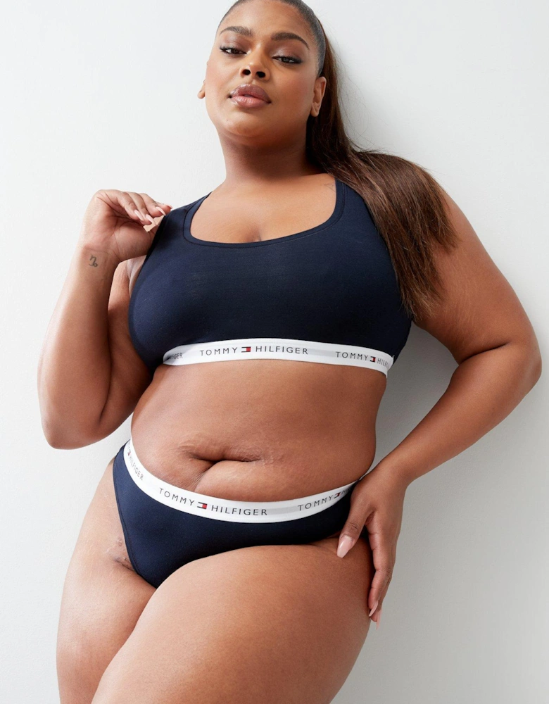 Plus Size Logo Waistband Thong - Navy