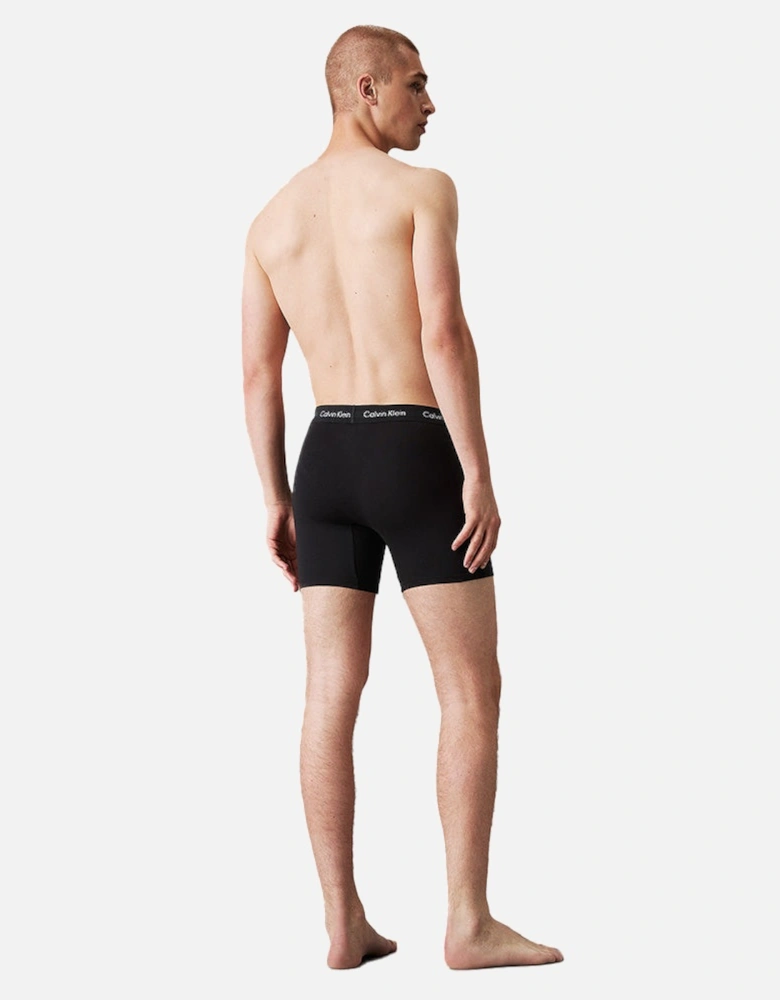 3-Pack Cotton Stretch Boxer Briefs, Black