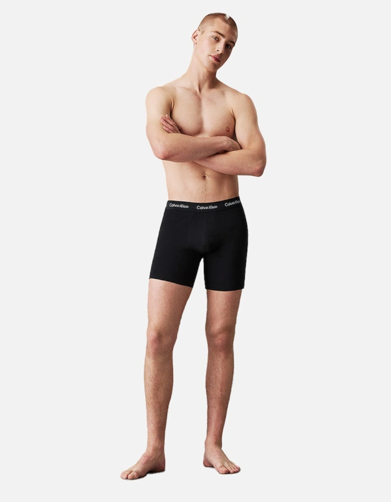 3-Pack Cotton Stretch Boxer Briefs, Black