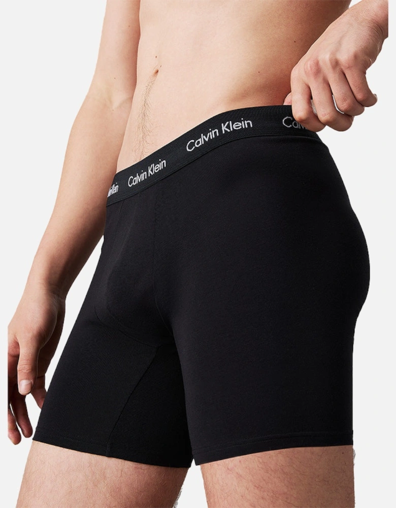 3-Pack Cotton Stretch Boxer Briefs, Black