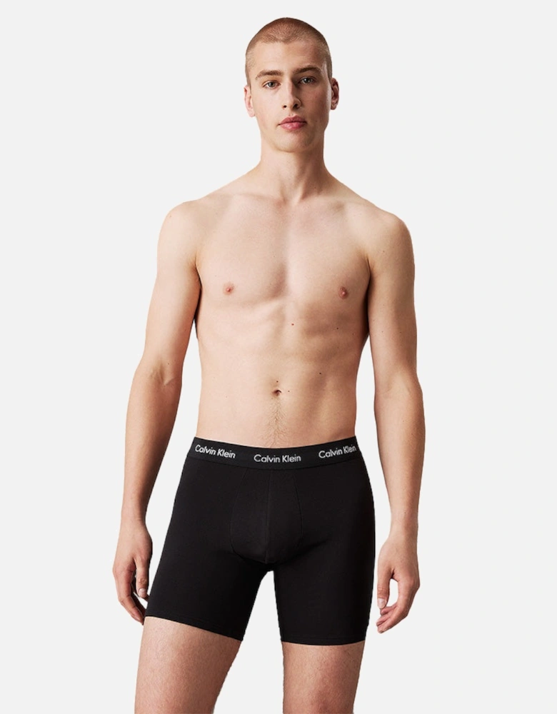 3-Pack Cotton Stretch Boxer Briefs, Black