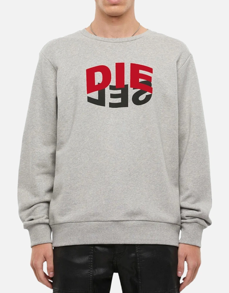 S GIRK N80 Felpa Mens Sweatshirt Pullover Reverse Logo Crew Neck Grey New