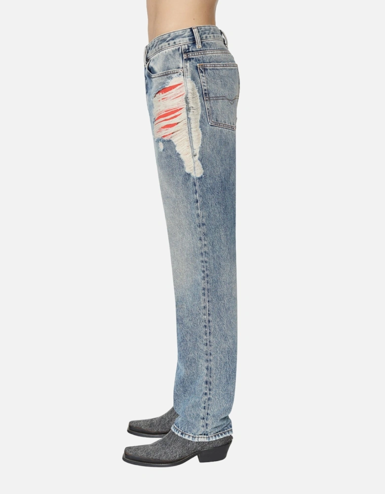 1955 09E10 Mens Denim Jeans Distressed Regular Fit Straight Ripped Jeans