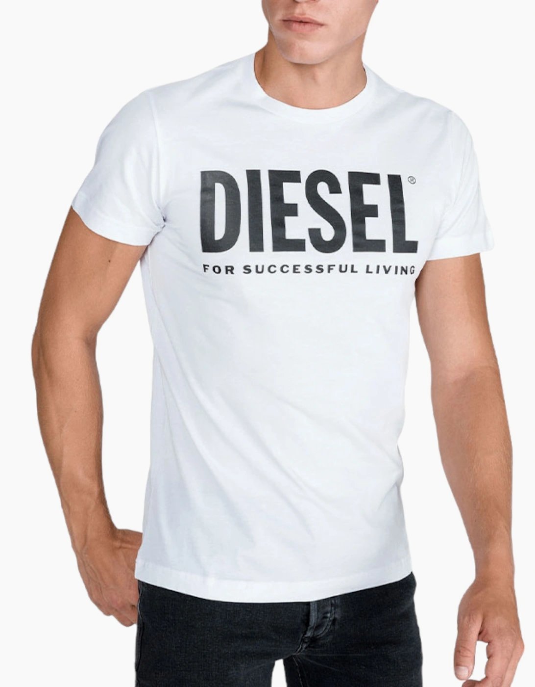 Diesel Men's White T Diego Logo T Shirts Short Sleeved Casual Top Summer Cotton Tee New - Size 42
