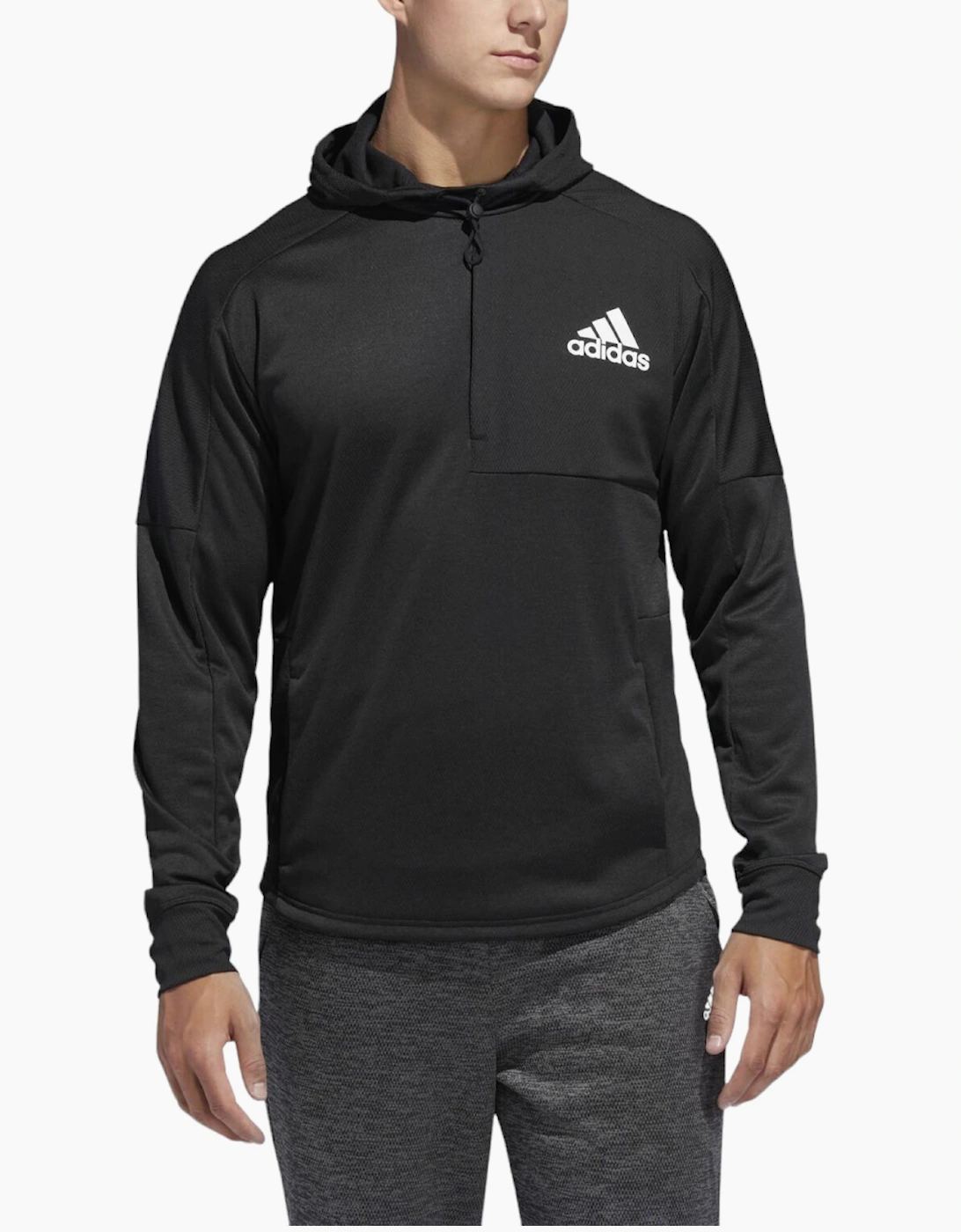 Adidas Men's Black Du2555 Hoodies Long Sleeve Team Issue Gym Workout Hooded Sweatshirts - Size: M