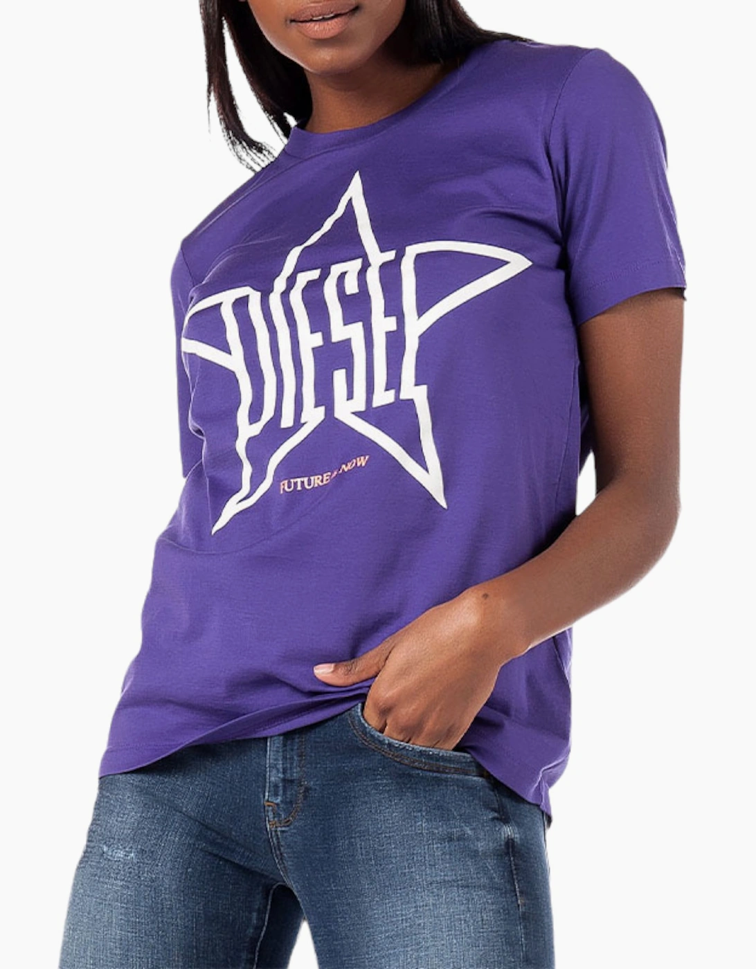 Women's DIESEL T SILY ZA Womens T Shirt Crew Neck Short Sleeve Top Casual Summer Tee NEW - Purple - Size: 10/8