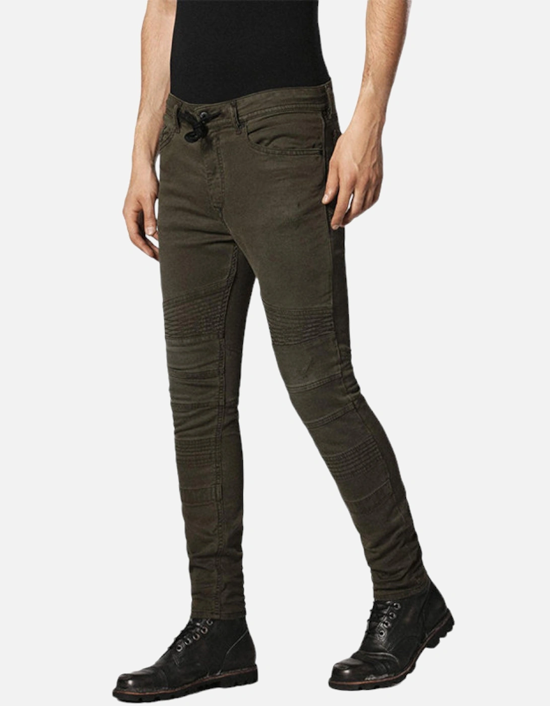 BAKARI NE 0684T Mens Denim Sweat Jogg Jeans Lyocell Olive Slim Skinny