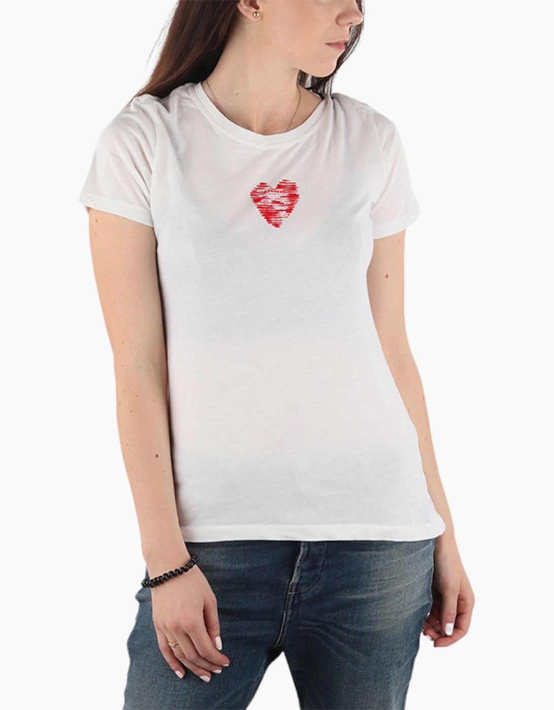 Women's DIESEL T SILY C Womens T Shirt Crew Neck Short Sleeve Top Casual Summer Tee NEW - White - Size: 10/8