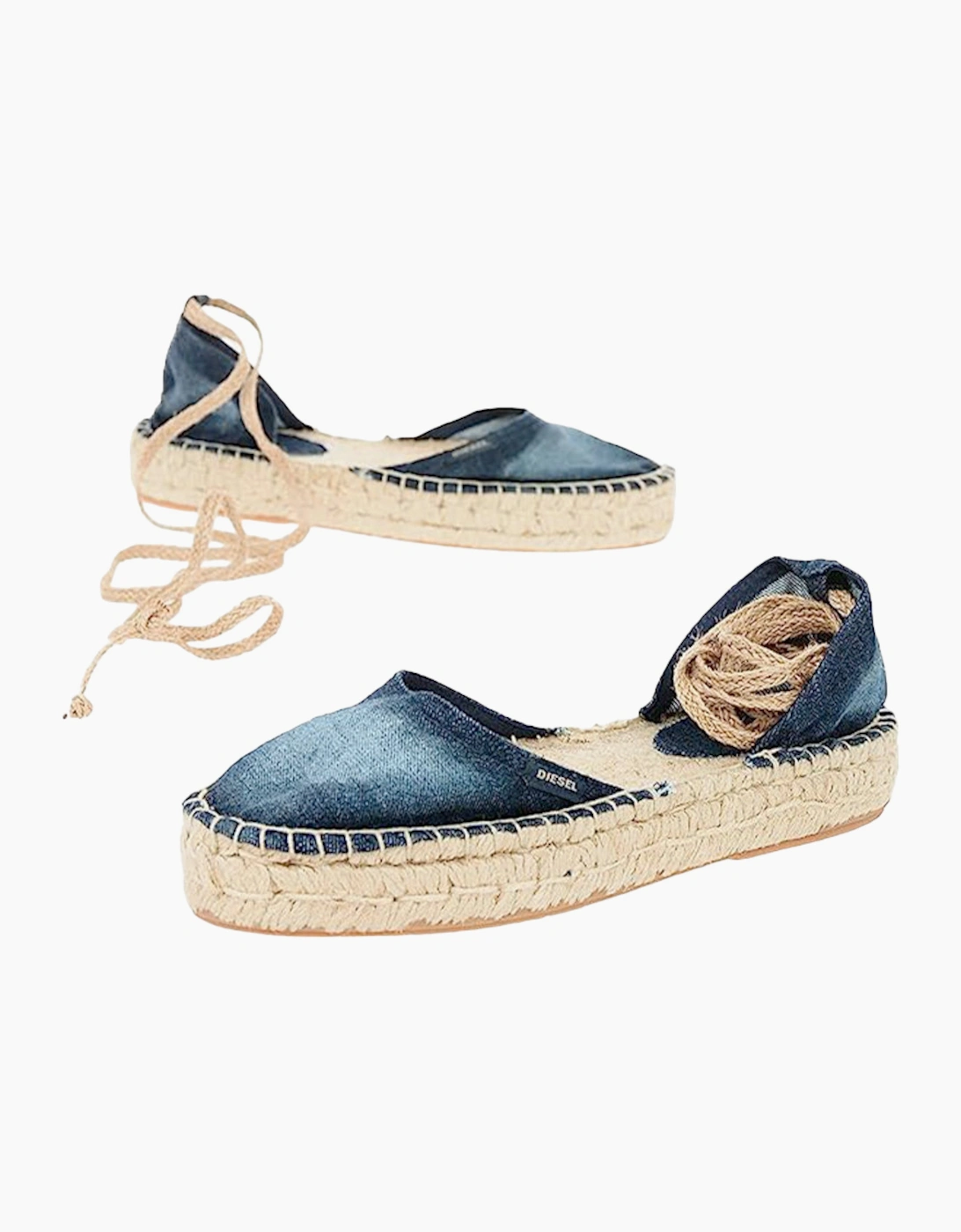 Women's DIESEL ESPADRILLAS RAGS Womens Sandals Casual Denim Lace Up Summer Slip On Shoes - Navy - Size: USA 10 / eu 41