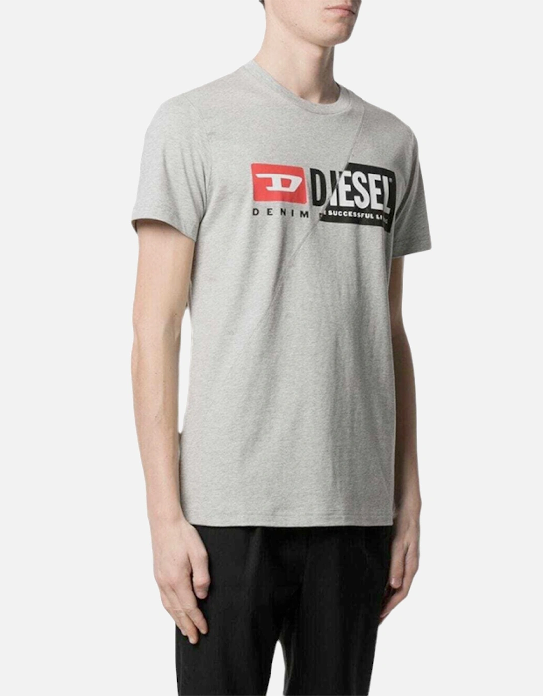 Diesel Men's Grey T Diego Crew Neck T Shirts Cuty Dual Logo Printed Casual Cotton Tee  42 Xl
