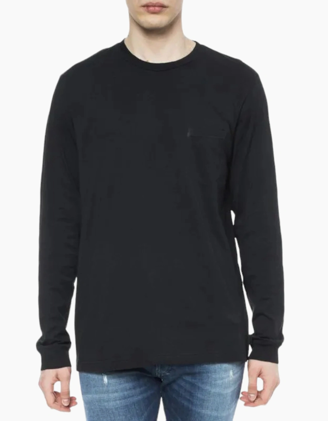 Men's DIESEL T AVON LS Mens T Shirt Long Sleeve Crew Neck Casual Summer Cotton Tees - Black - Size: 34