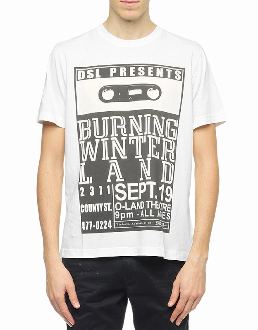 Men's DIESEL T JOE QJ Mens T Shirts Short Sleeve Crew Neck Summer Regular Cotton Tee - White - Size: 36
