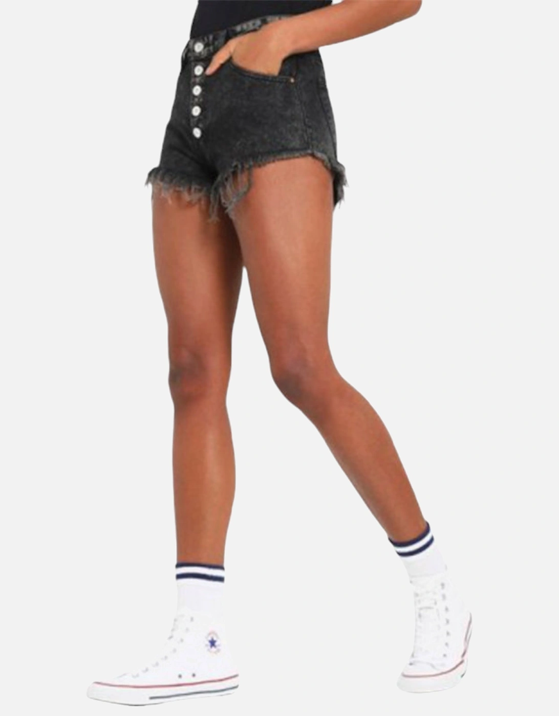 DE GINGER Womens Denim Shorts Black