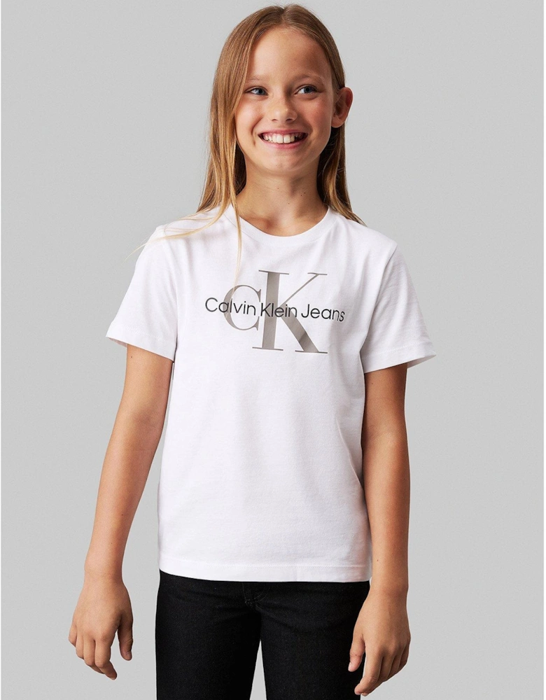 Kids Monogram Short Sleeve T-Shirt - White