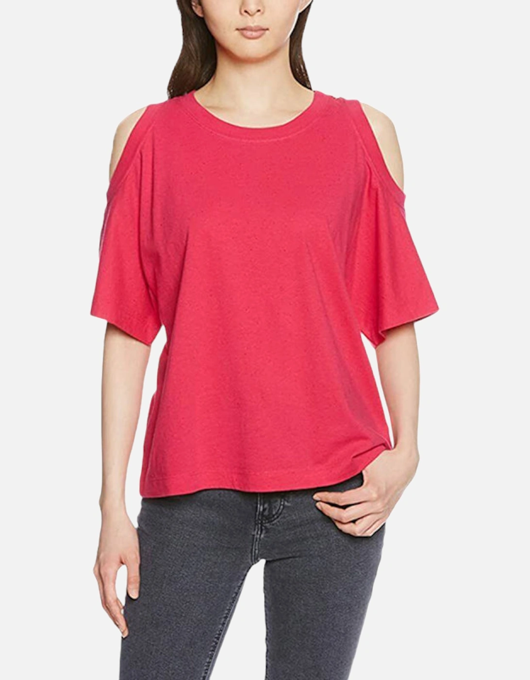 Women's DIESEL T MARIE Womens T Shirts Crew Neck Short Sleeve Cut Out Summer Party Tops - Pink - Size: 14