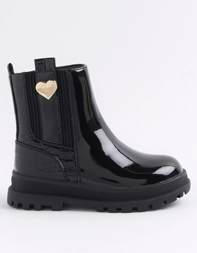 Patent Chelsea Boots - Black