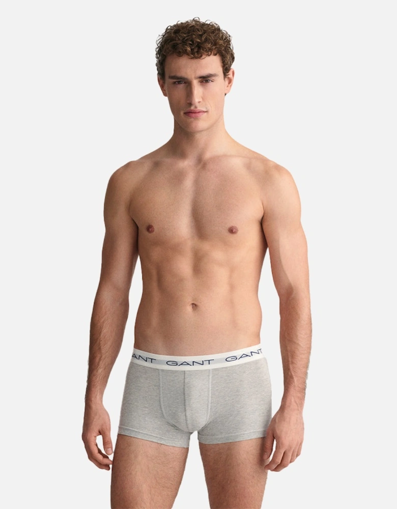 5-Pack Logo Waistband Boxer Trunks, Black/Grey/White