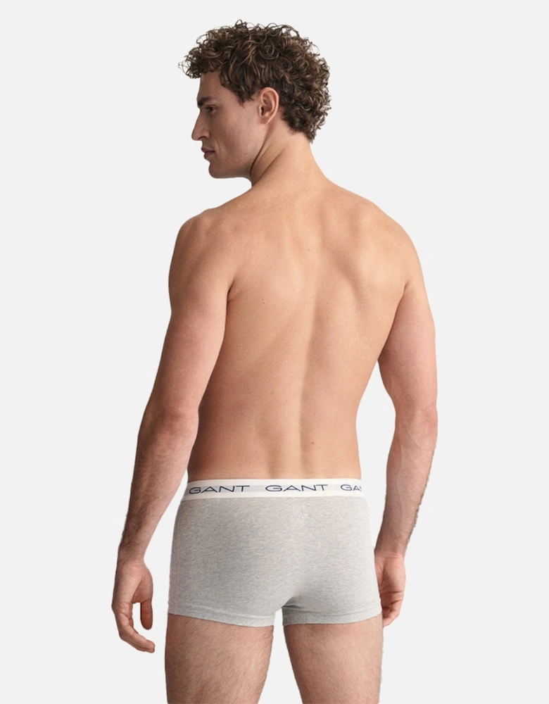5-Pack Logo Waistband Boxer Trunks, Black/Grey/White