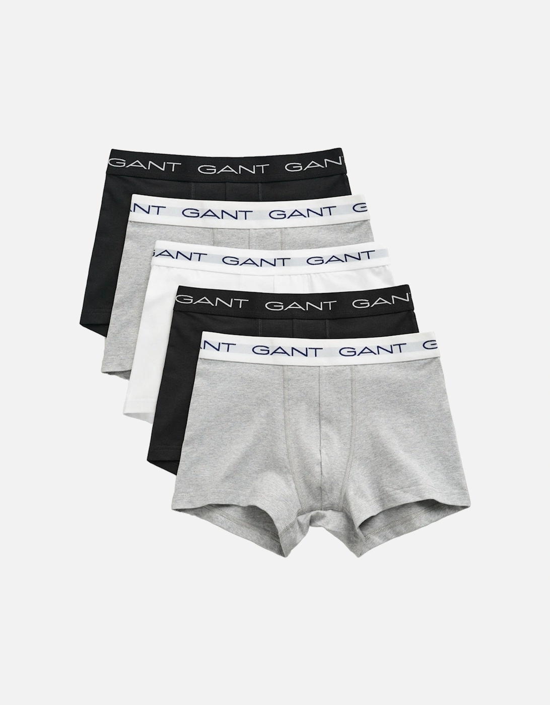 Gant Men's Grey 5-Pack Logo Waistband Boxer Trunks, Black/Grey/White - : 32/34/35 Large