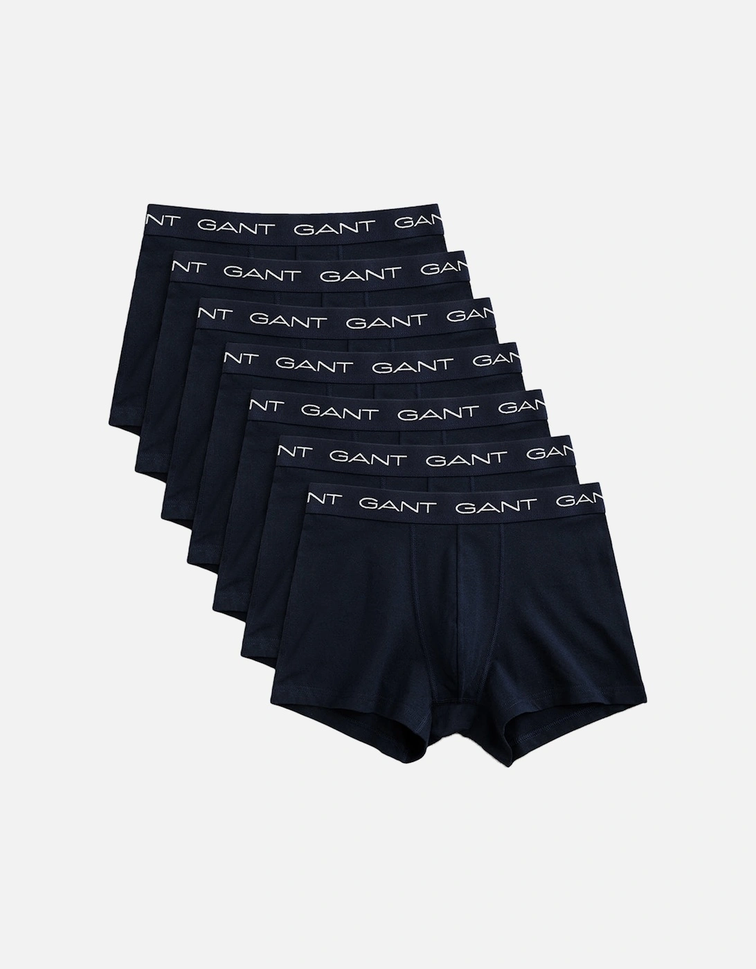 Gant Men's Black 7-Pack Contrast Waistband Boxer Trunks, Navy - : 32/34/35 Large