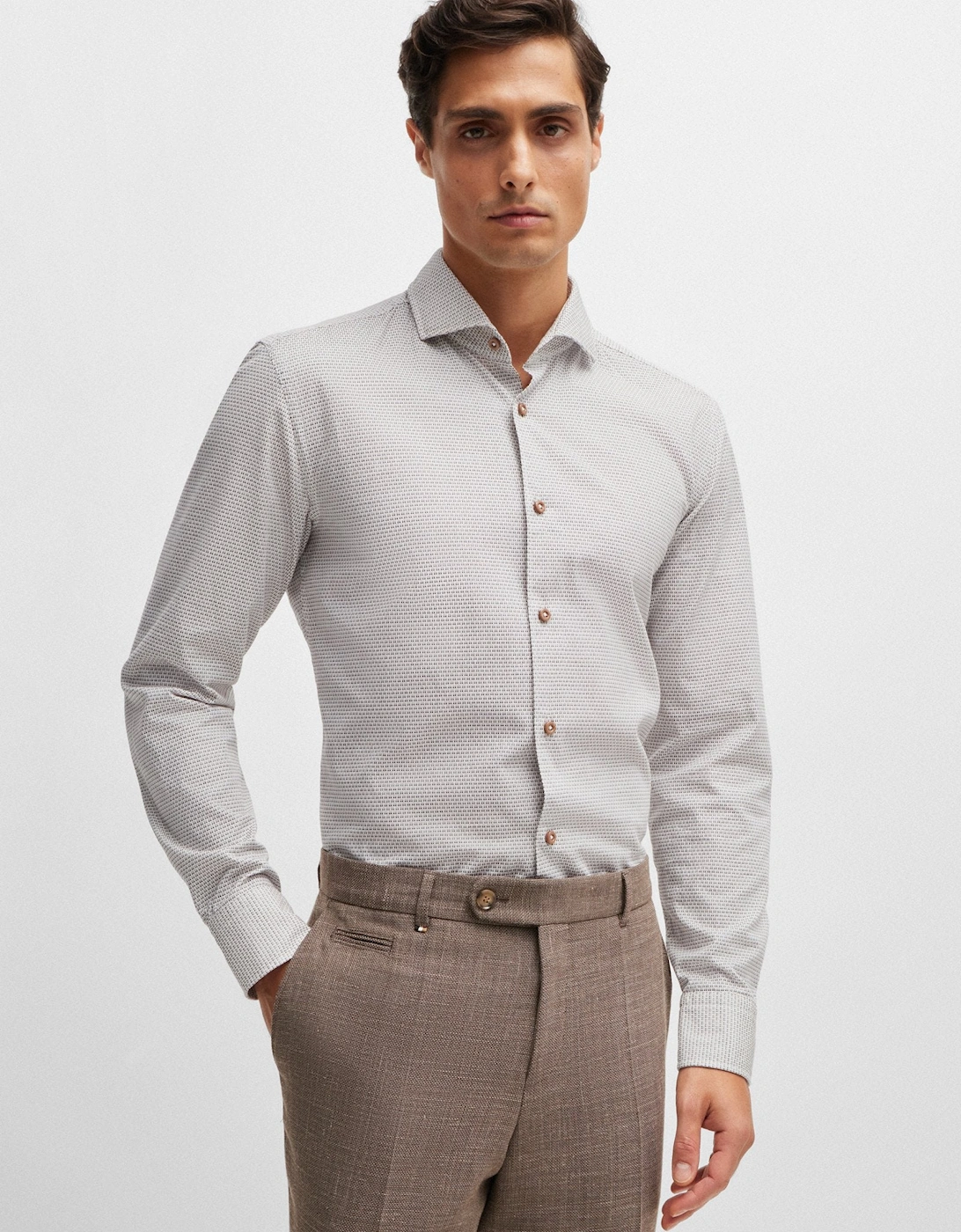 BOSS Black C-HAL-spread-C1-233 Shirt 1026244 260 Med Beige