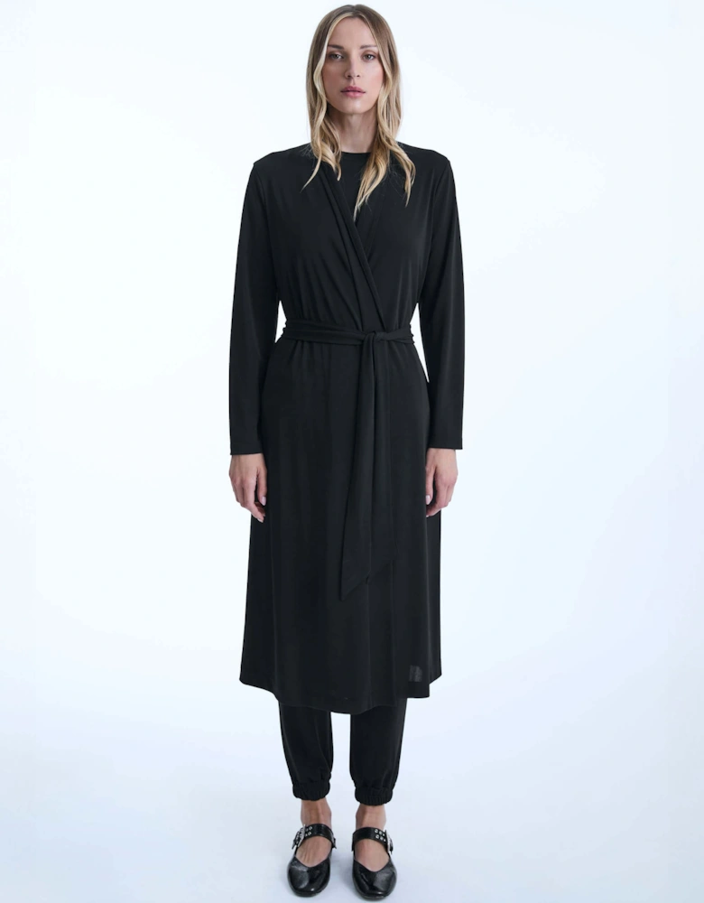 Long Black Jersey Cardigan