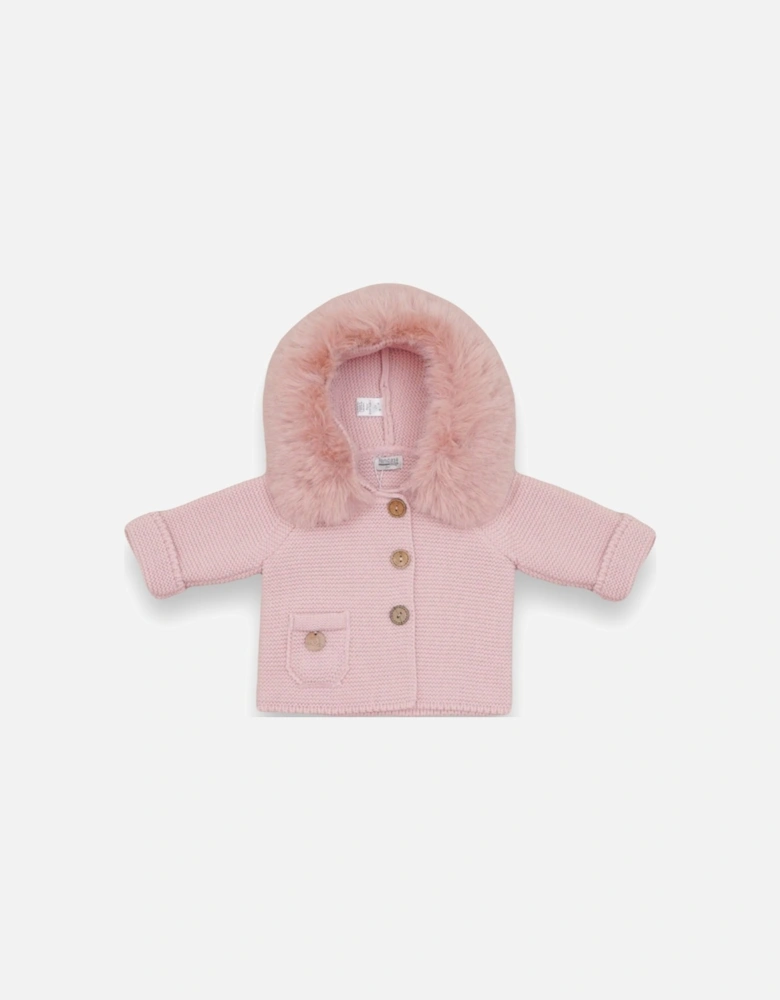 Powder Pink Faux Fur Cardigan