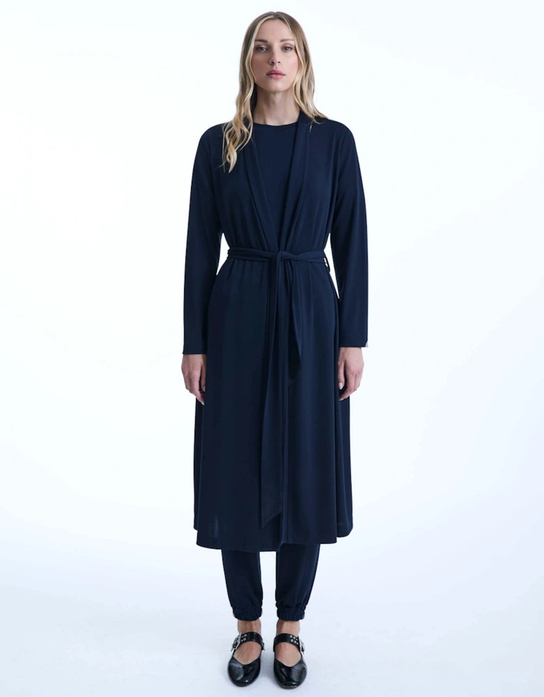 Long Navy Jersey Cardigan