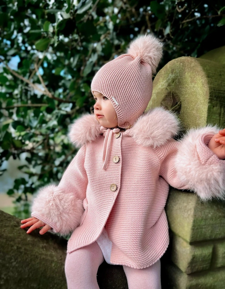 Powder Pink Faux Fur Cardigan