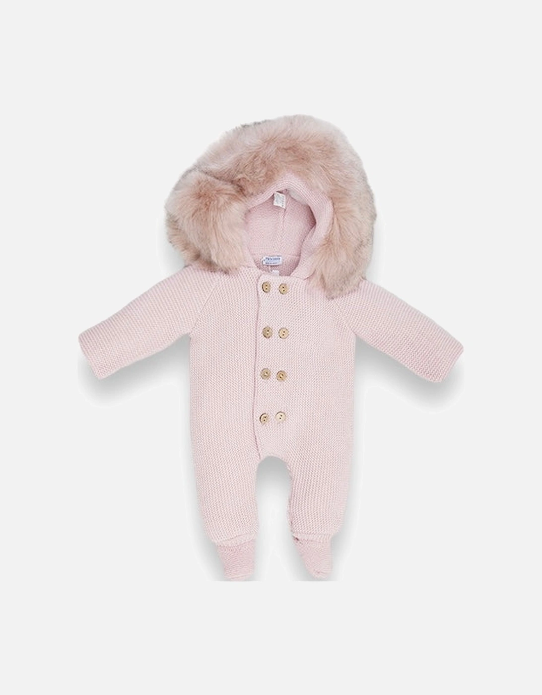 Powder Pink Faux Fur Pramsuit