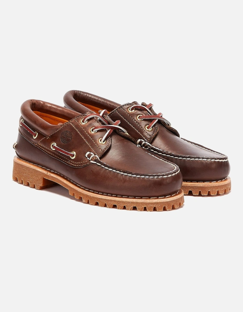 Mens Brown Traditional 3 Eye Classic Boat Shoes