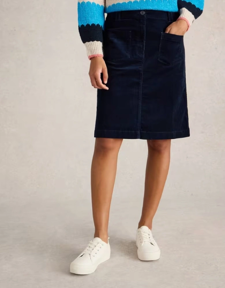 Women's Melody Organic Cord Skirt Dark Navy