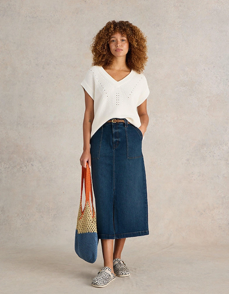 Women's Maren Denim Midi Skirt Mid Denim