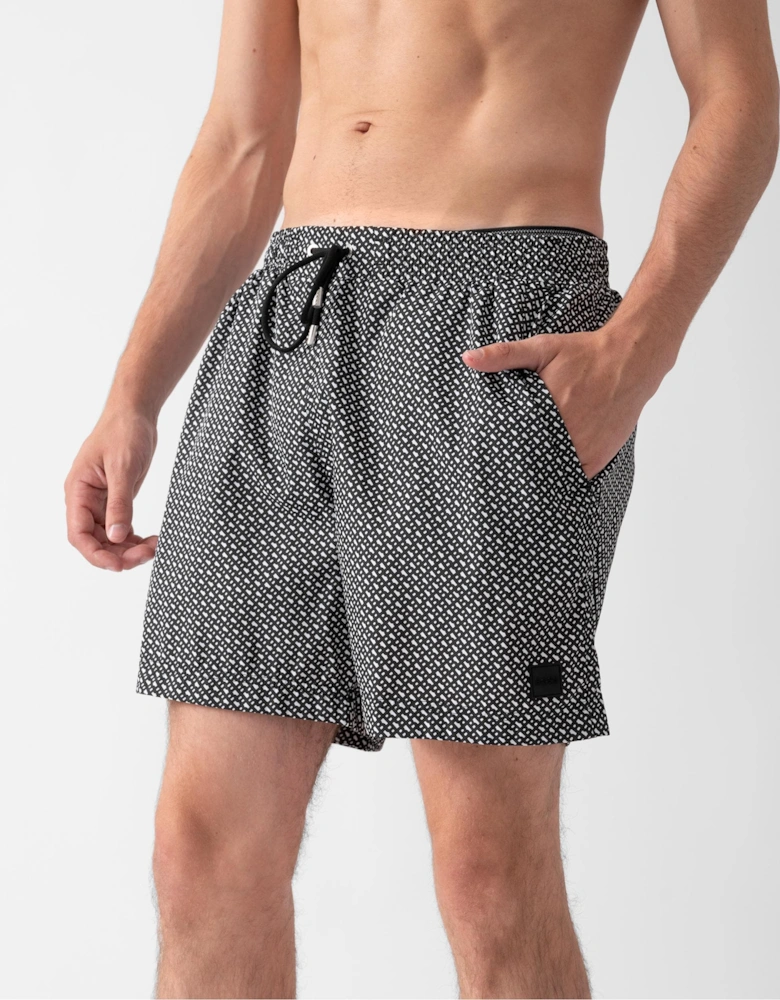 BOSS Orange Ciro Mens Monogram Print Swim Shorts in Quick-Dry Fabric