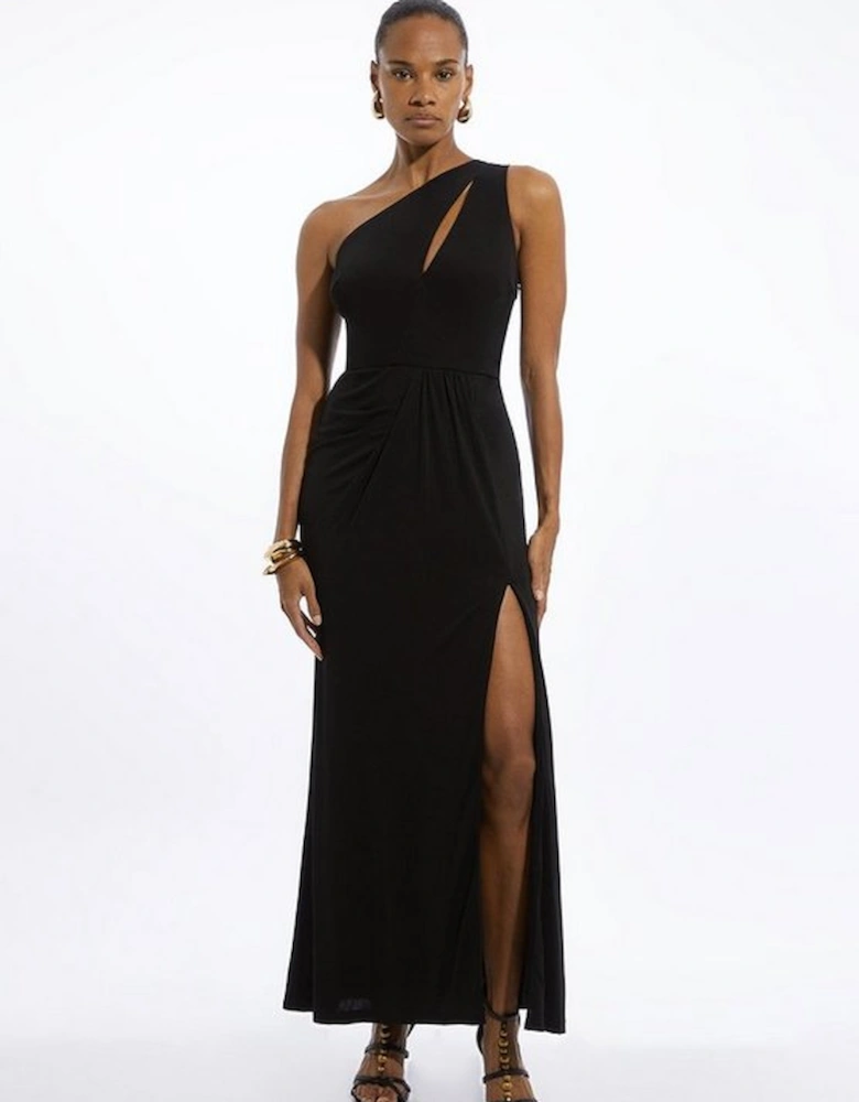 Premium Viscose Jersey Bandeau Split Maxi Dress