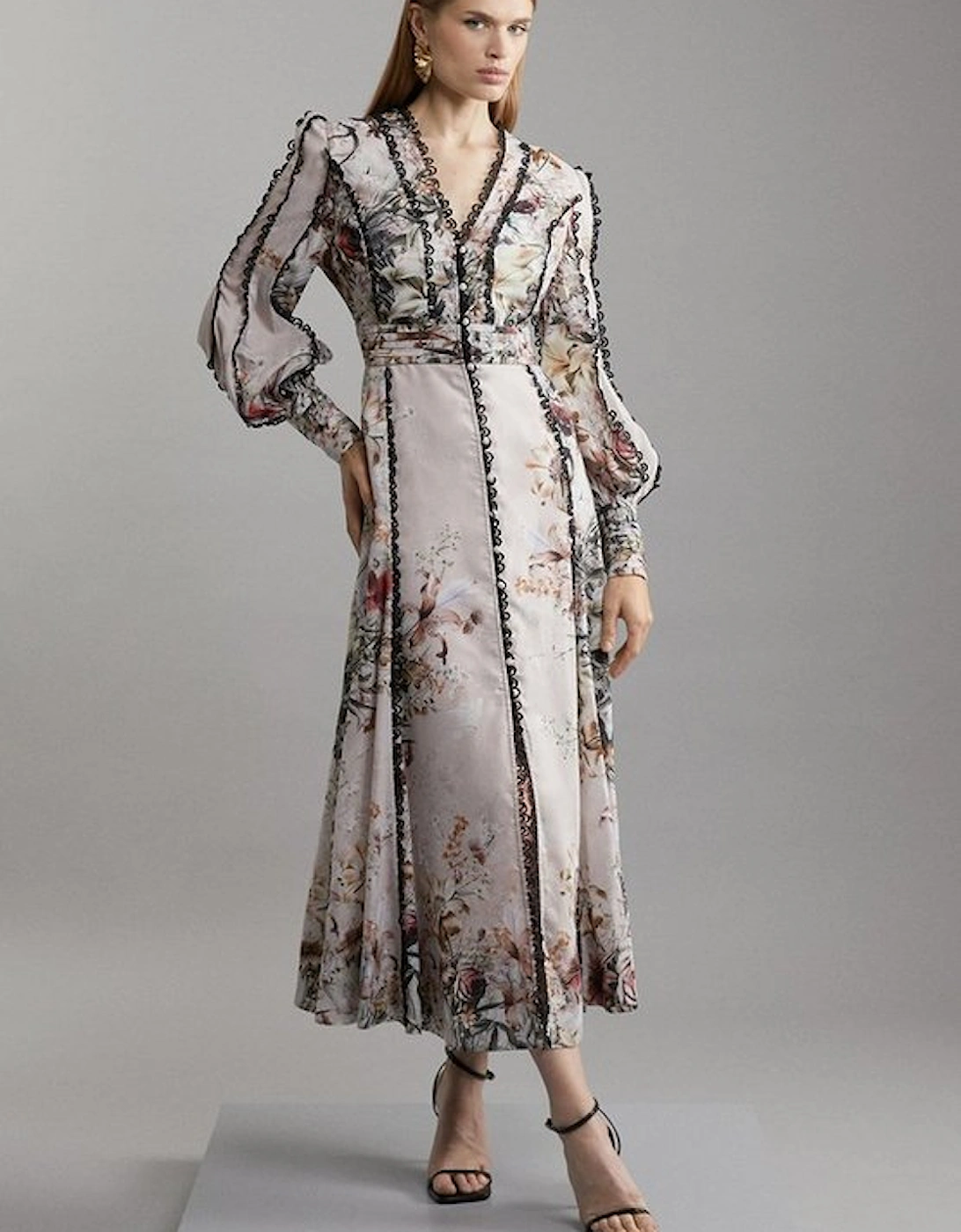 Trailing Floral Woven Plunge Maxi Dress, 5 of 4