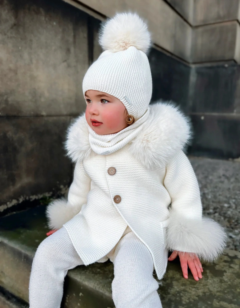 Ivory Faux Fur Tie Hat