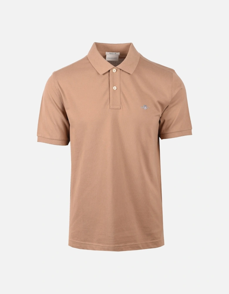 Reg Shield Ss Pique Polo Shirt Warm Khaki