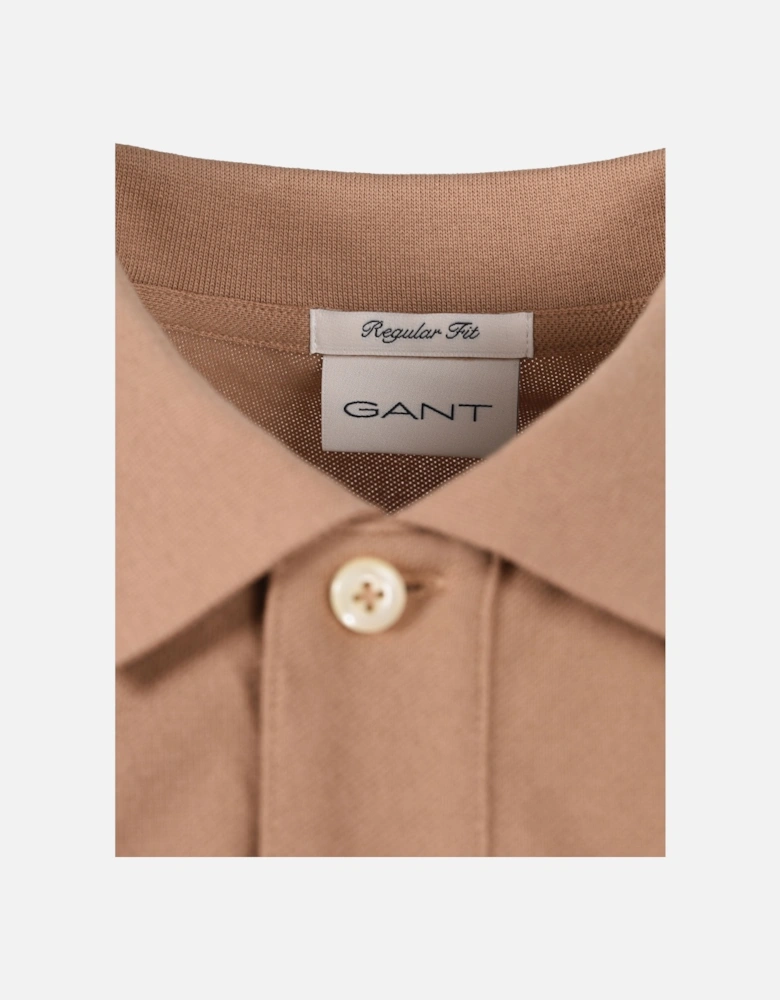 Reg Shield Ss Pique Polo Shirt Warm Khaki